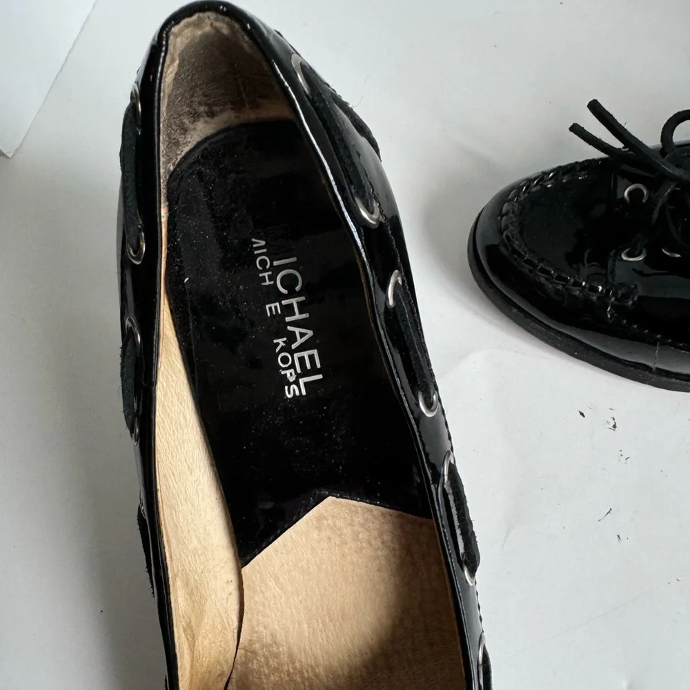 Michael Michael Kors Womens Tabitha Pump Size 8.5M Black Patent Block Heel - Picture 9 of 11